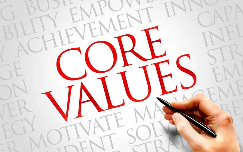 Hand writing core Values