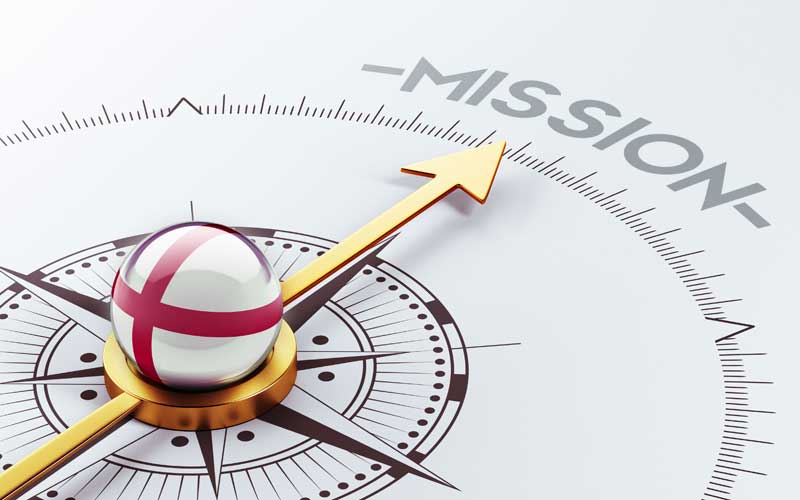 Compass pointing to Mission